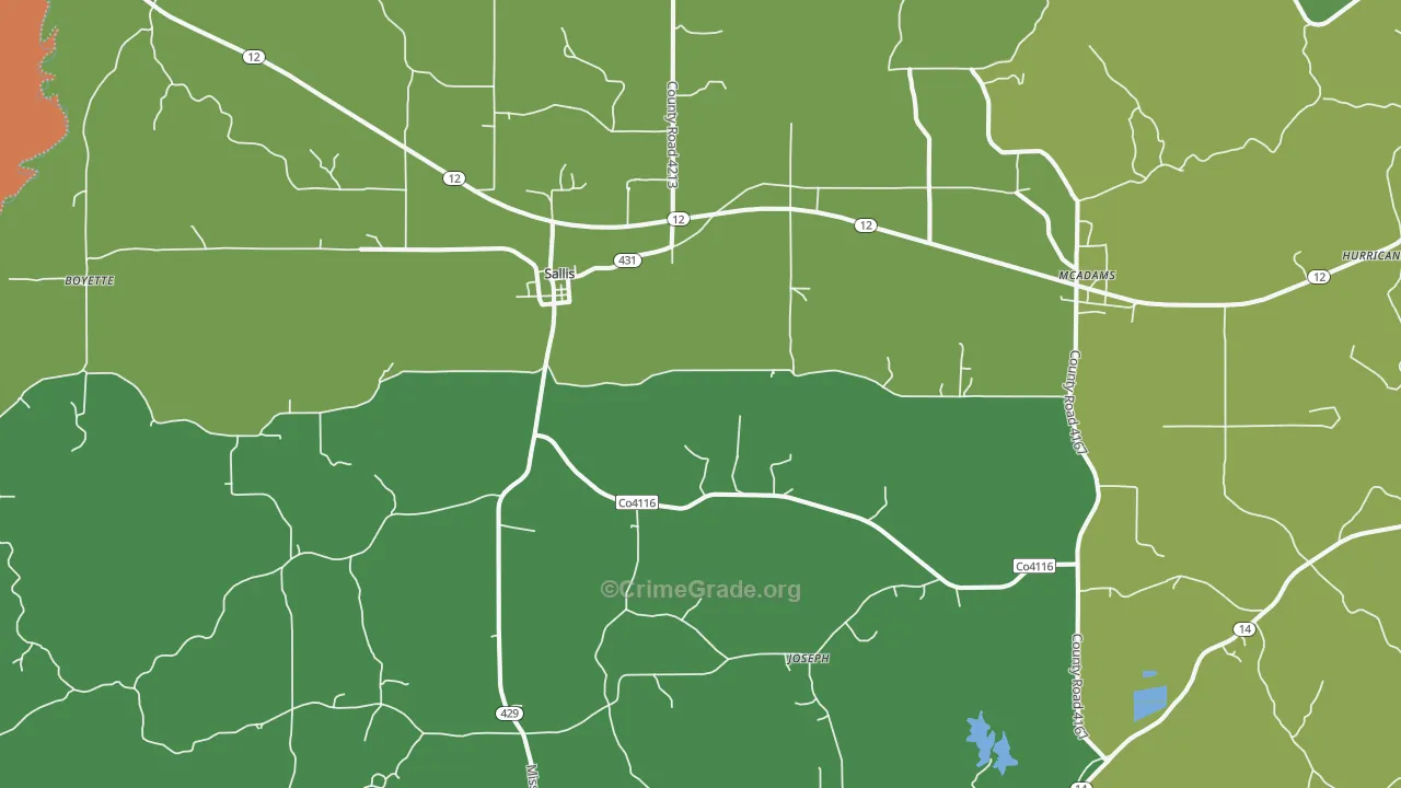 39160, MS Map of Drug-Related Crime Rates