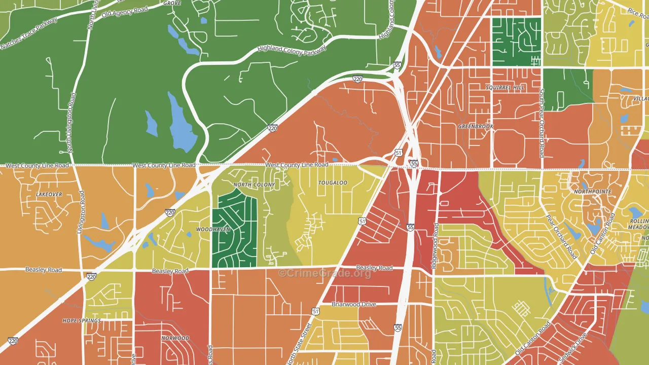 39174, MS Map of Drug-Related Crime Rates