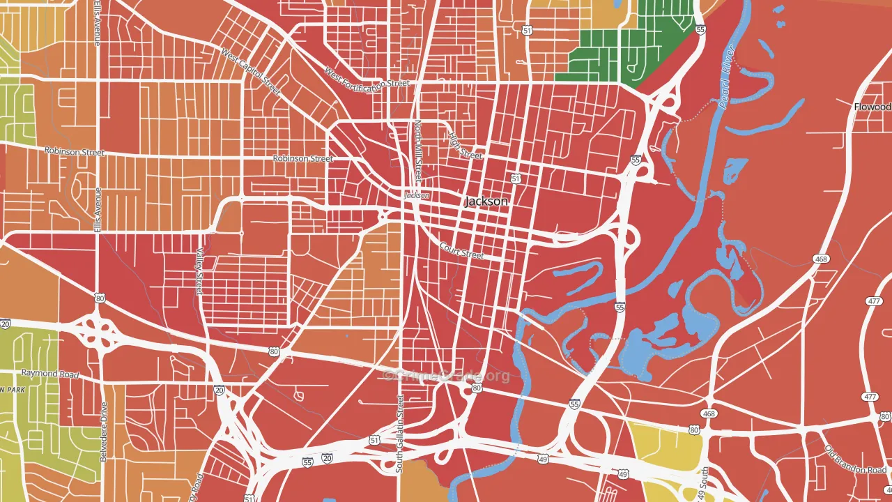 39201, MS Map of Drug-Related Crime Rates