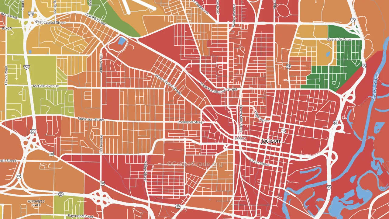 39203, MS Map of Drug-Related Crime Rates