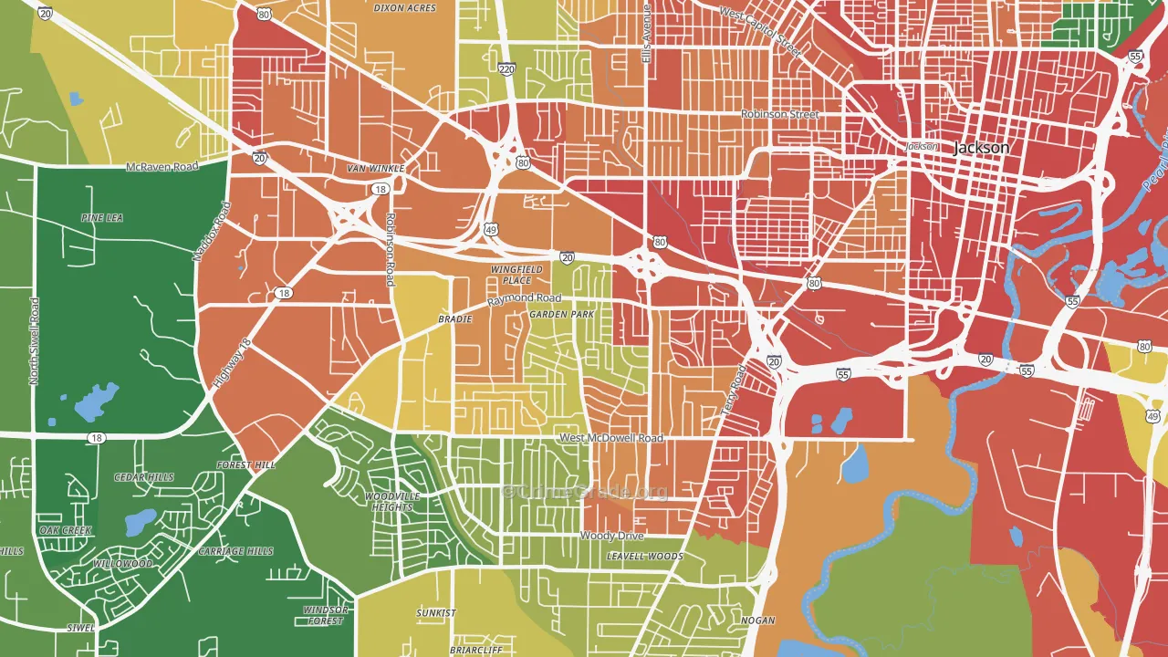 39204, MS Map of Drug-Related Crime Rates