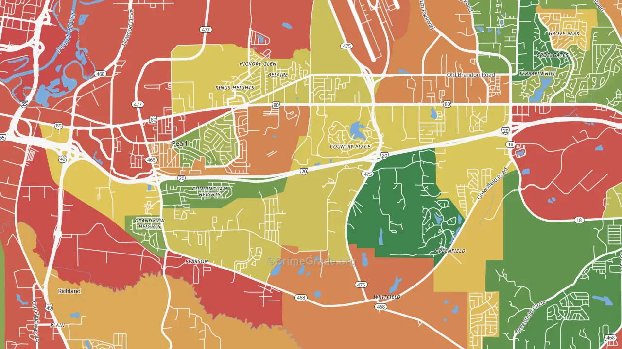 39208, MS Map of Drug-Related Crime Rates