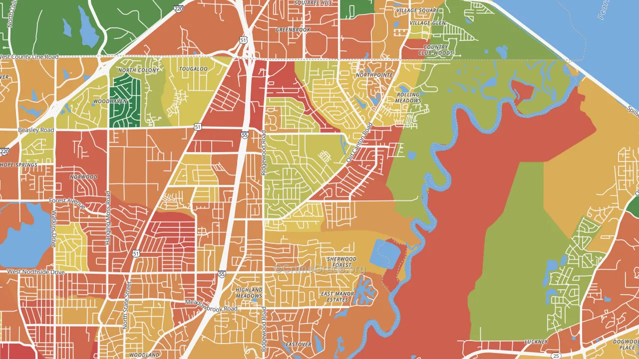 39211, MS Map of Drug-Related Crime Rates