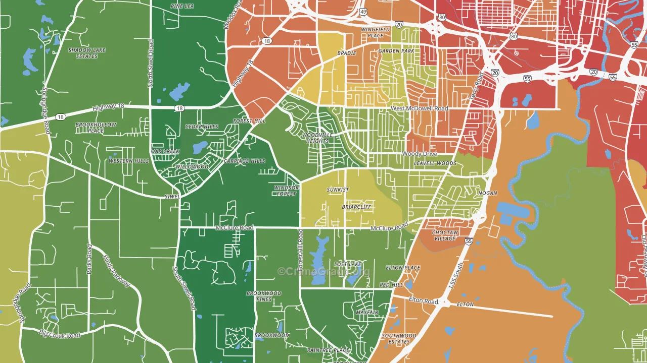 39212, MS Map of Drug-Related Crime Rates