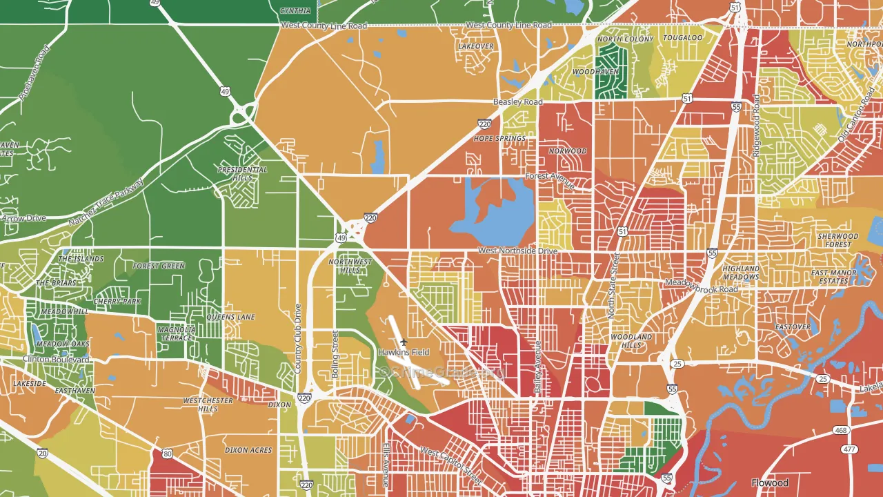 39213, MS Map of Drug-Related Crime Rates