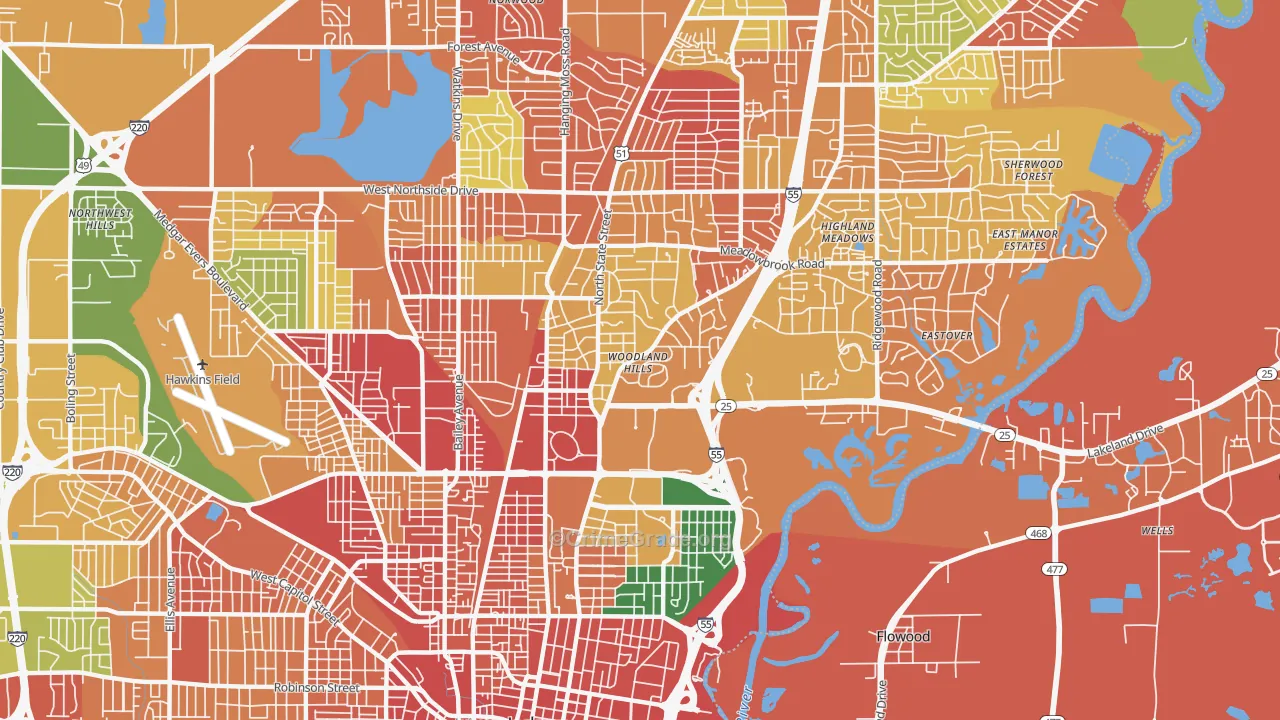 39216, MS Map of Drug-Related Crime Rates