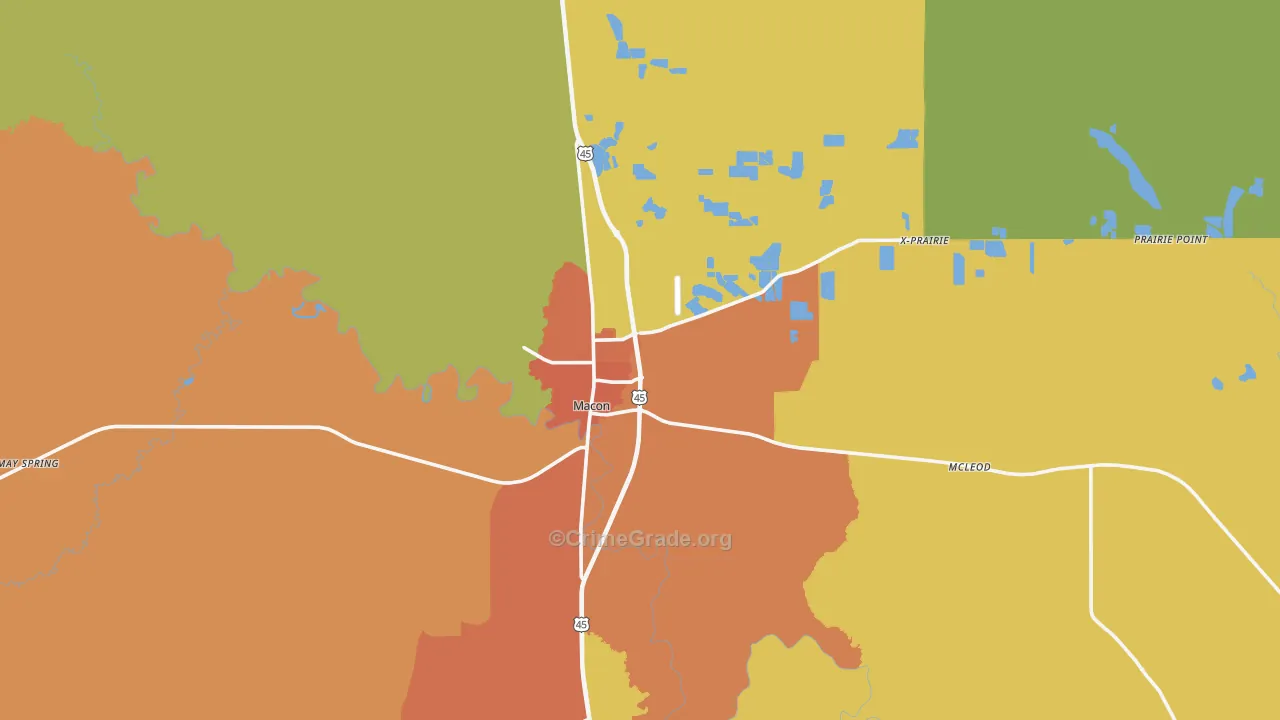 39341, MS Map of Drug-Related Crime Rates