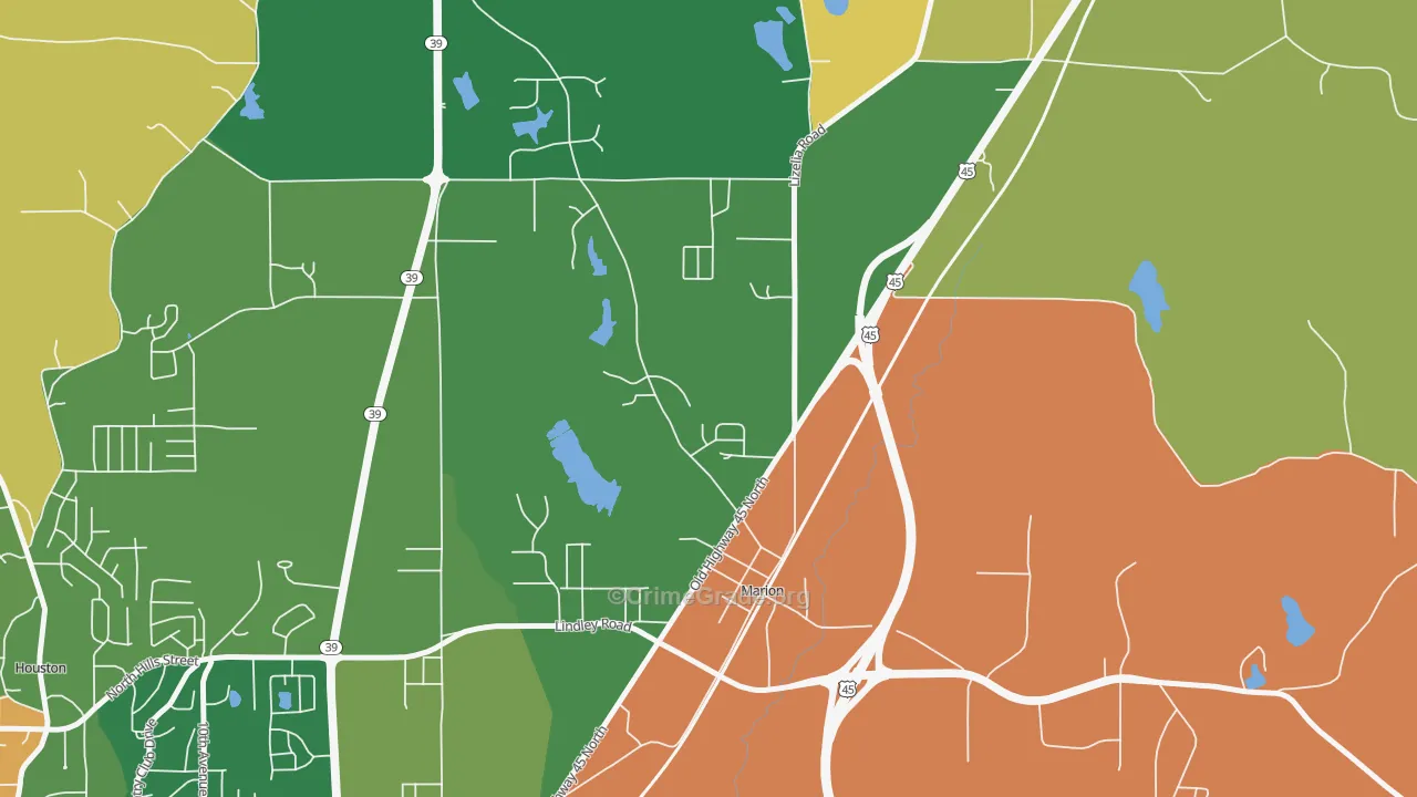 39342, MS Map of Drug-Related Crime Rates