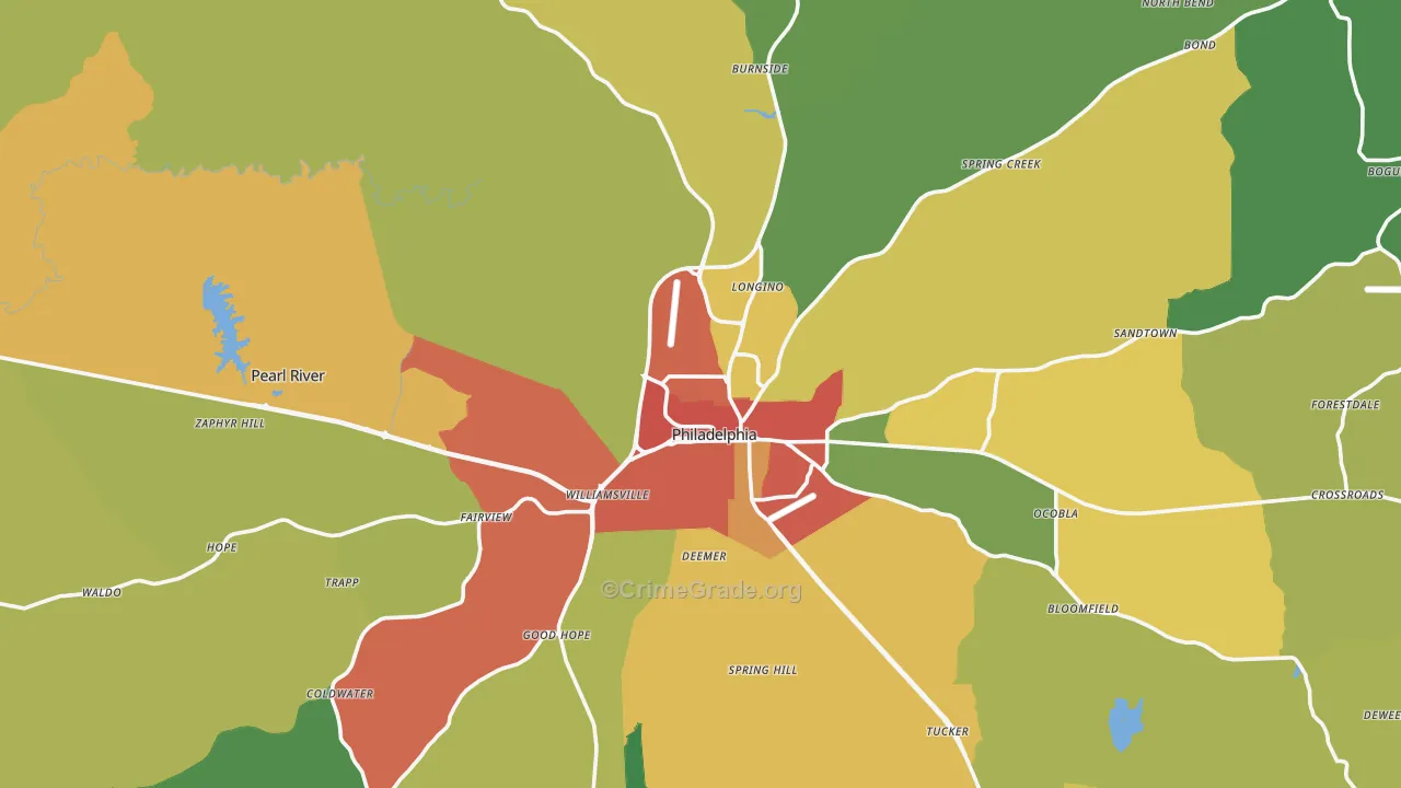 39350, MS Map of Drug-Related Crime Rates