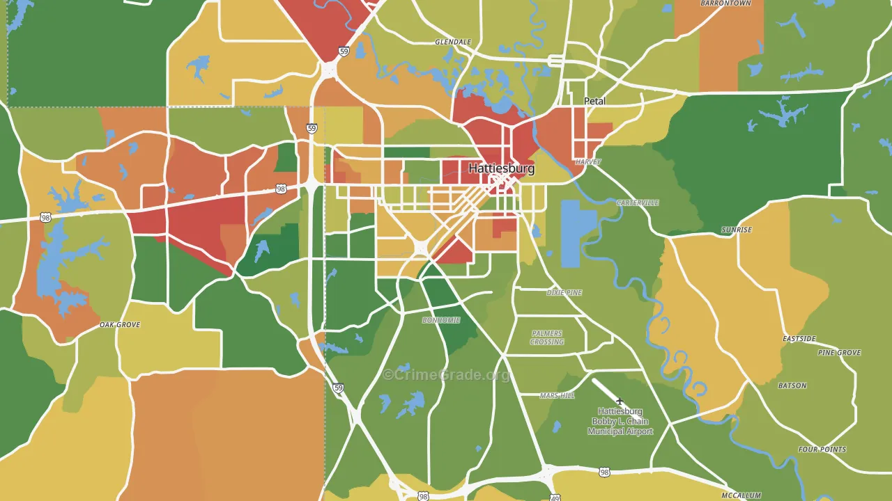 39401, MS Map of Drug-Related Crime Rates