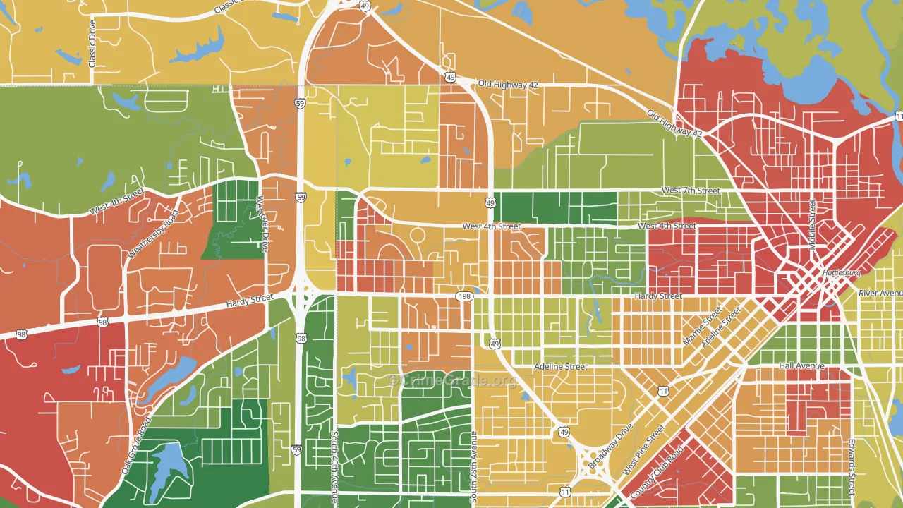 39406, MS Map of Drug-Related Crime Rates