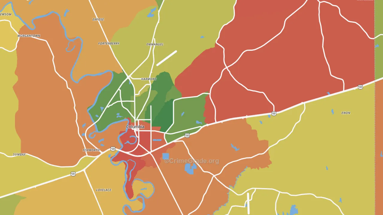 39429, MS Map of Drug-Related Crime Rates