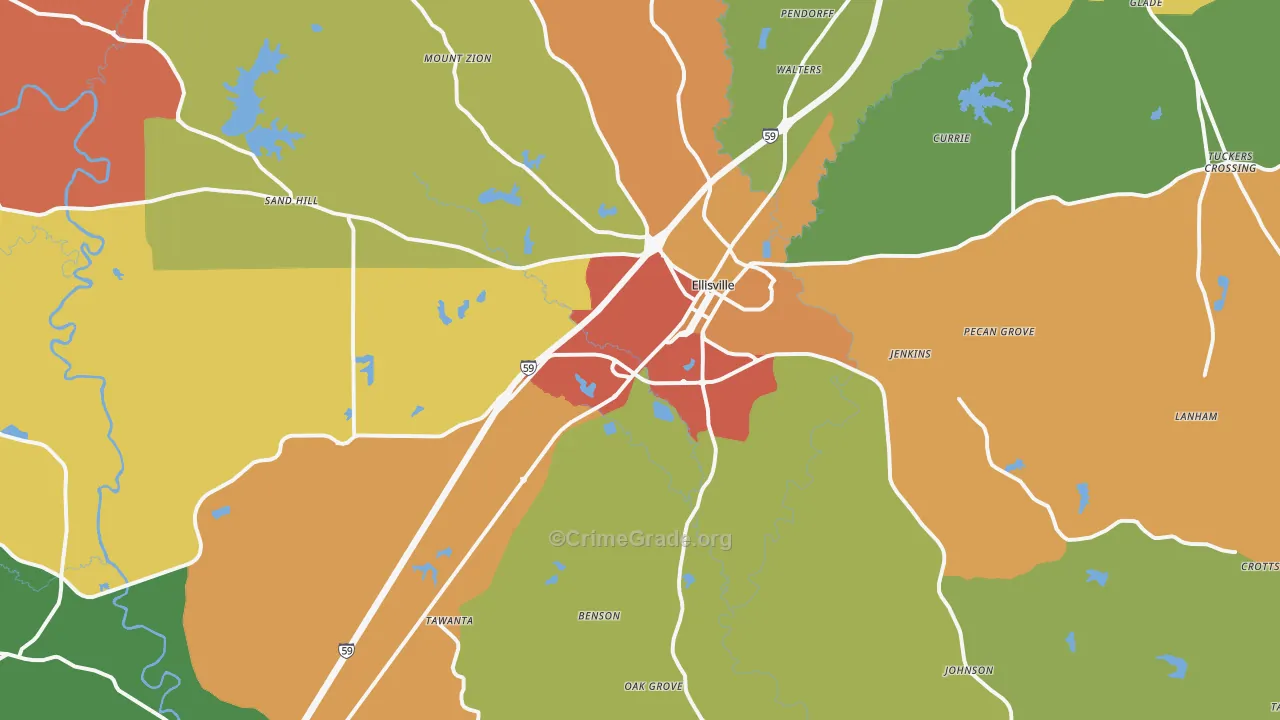 39437, MS Map of Drug-Related Crime Rates
