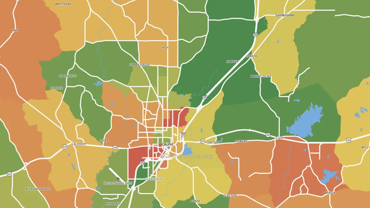 39443, MS Map of Drug-Related Crime Rates