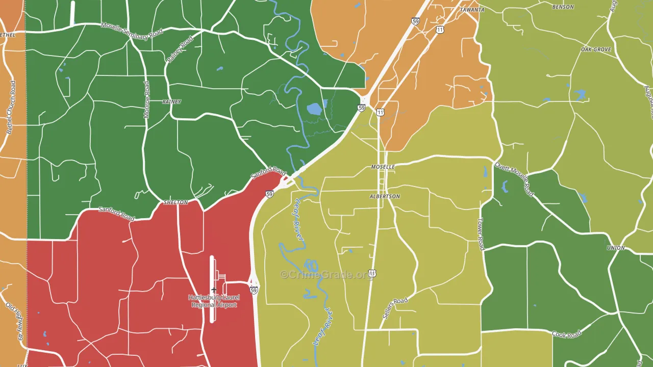 39459, MS Map of Drug-Related Crime Rates