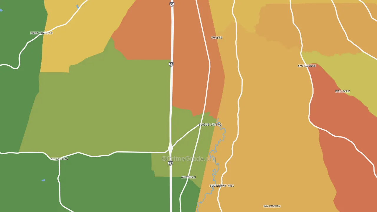 39629, MS Map of Drug-Related Crime Rates