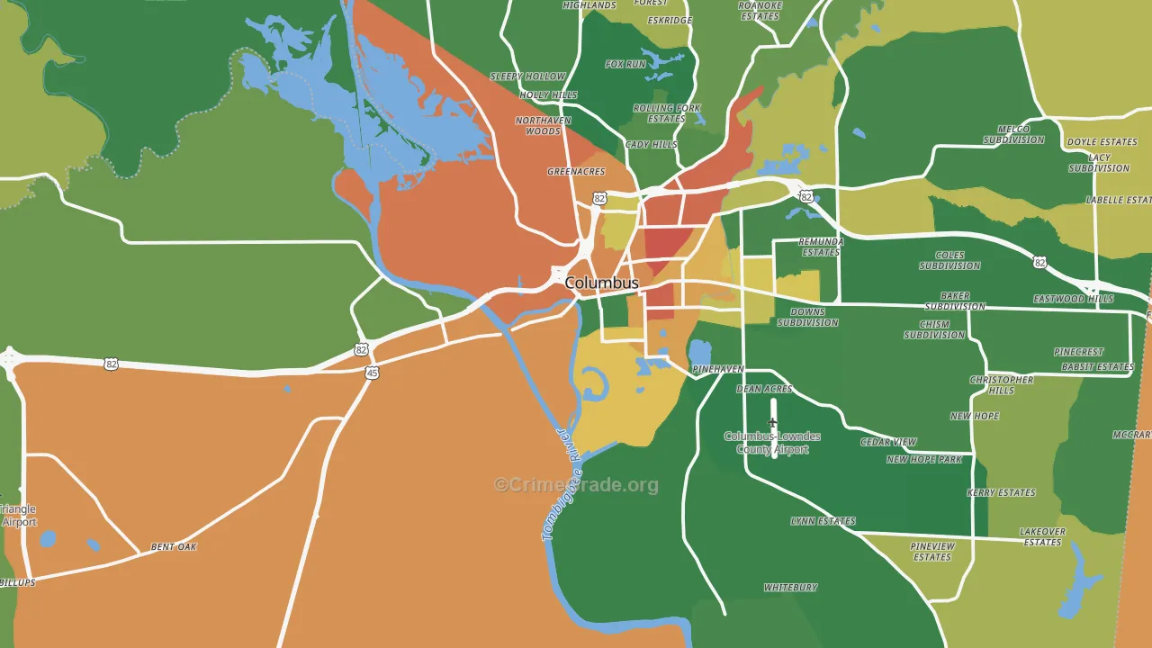 39701, MS Map of Drug-Related Crime Rates
