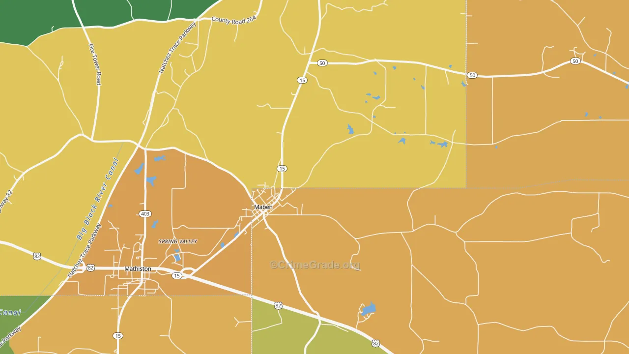 39750, MS Map of Drug-Related Crime Rates