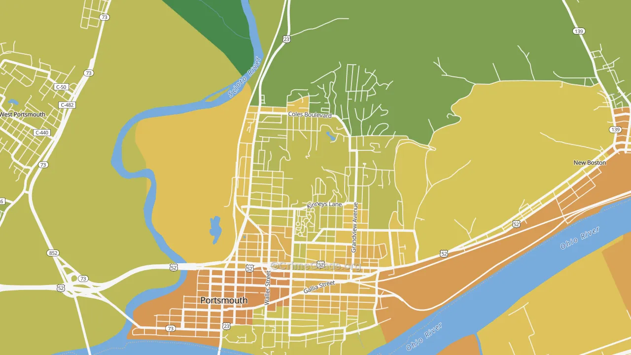 3rd Ward, Portsmouth, OH Map of Drug-Related Crime Rates