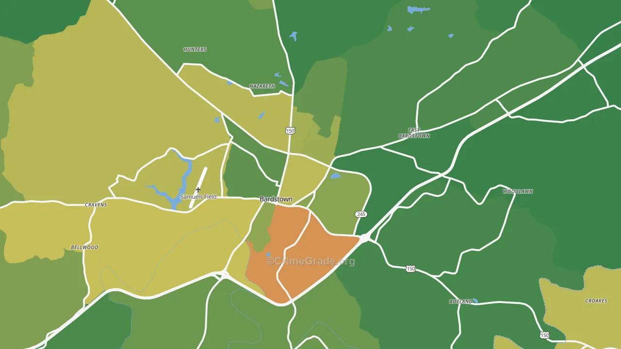 40004, KY Map of Drug-Related Crime Rates