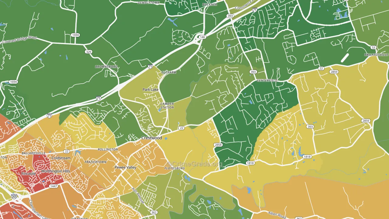 40014, KY Map of Drug-Related Crime Rates