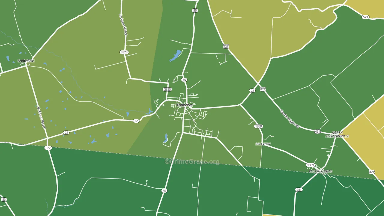 40019, KY Map of Drug-Related Crime Rates