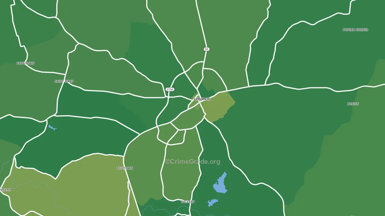 40033, KY Map of Drug-Related Crime Rates