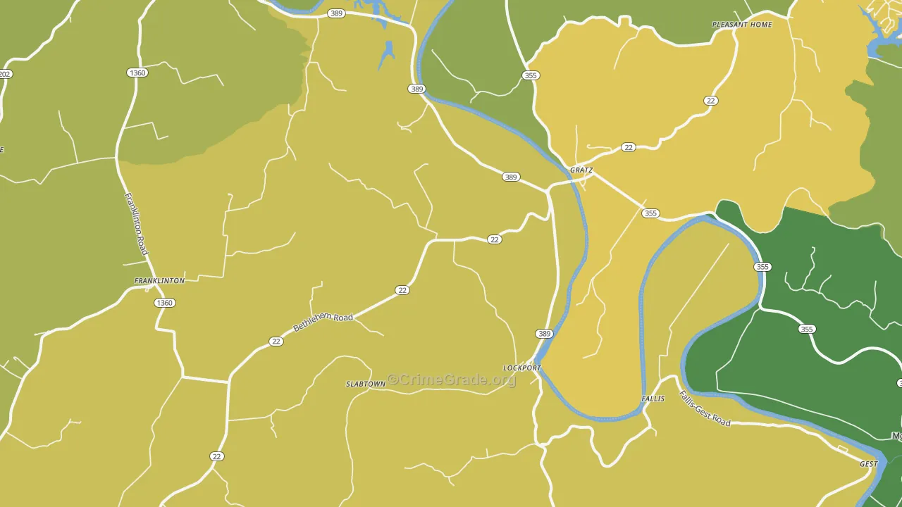 40036, KY Map of Drug-Related Crime Rates