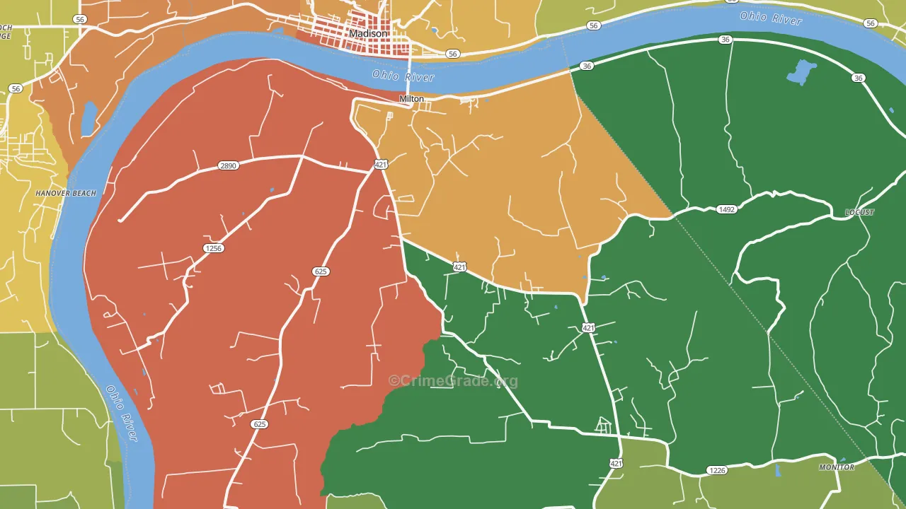 40045, KY Map of Drug-Related Crime Rates