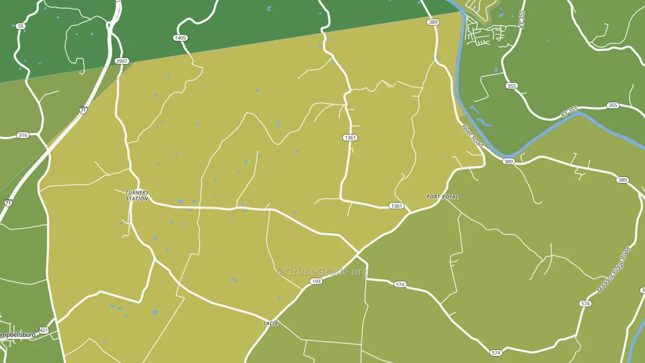 40075, KY Map of Drug-Related Crime Rates