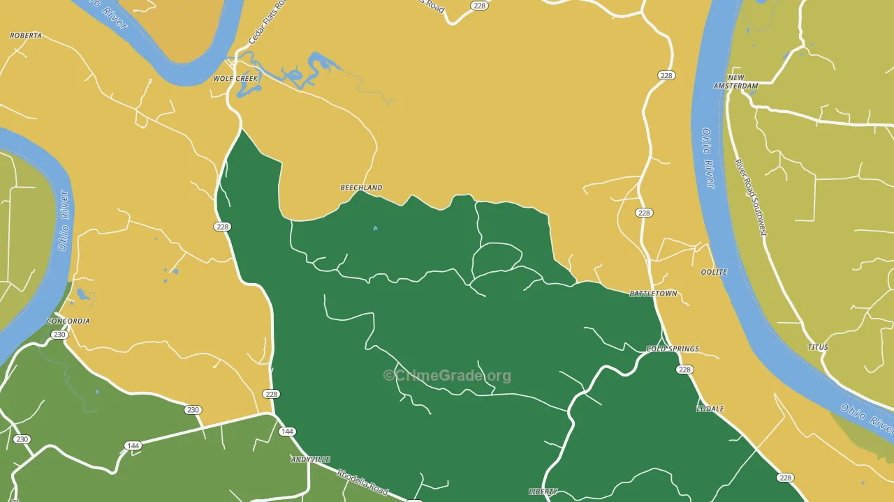 40104, KY Map of Drug-Related Crime Rates