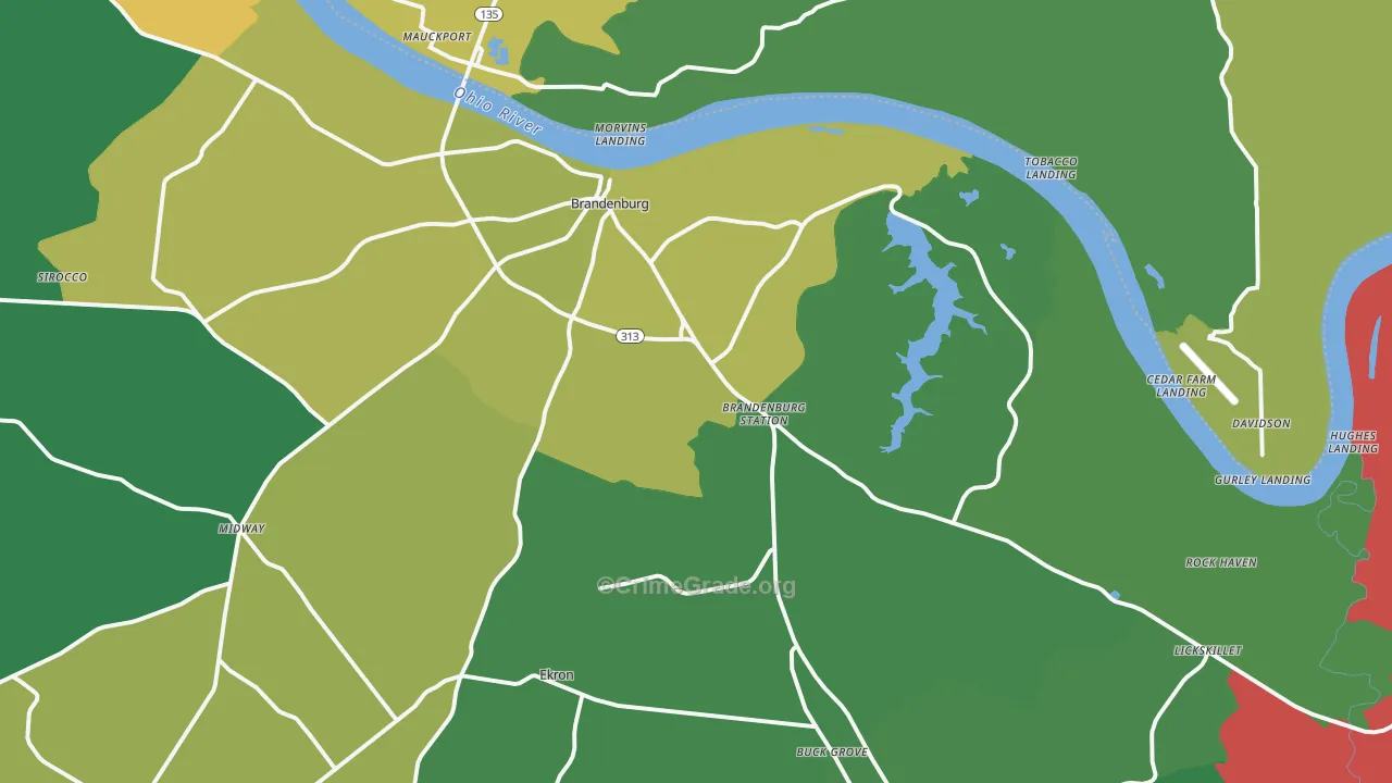 40108, KY Map of Drug-Related Crime Rates