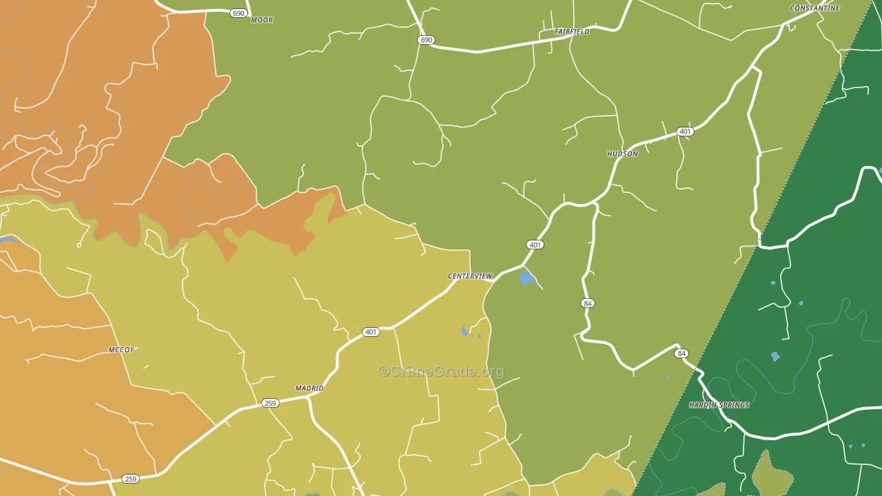40145, KY Map of Drug-Related Crime Rates