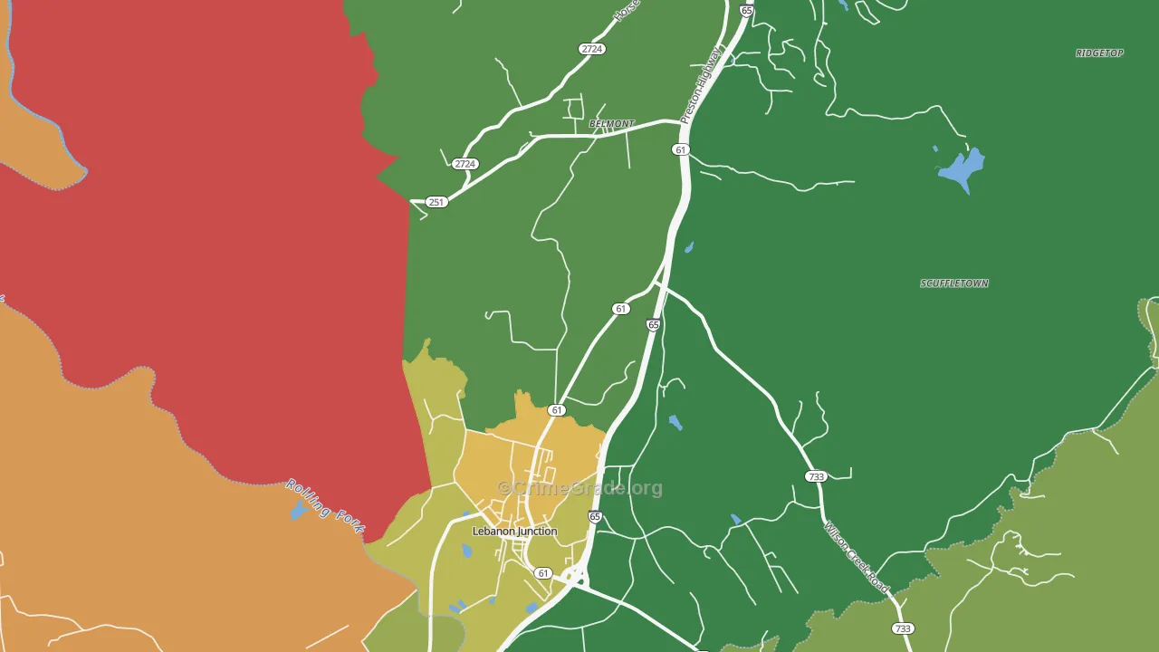 40150, KY Map of Drug-Related Crime Rates