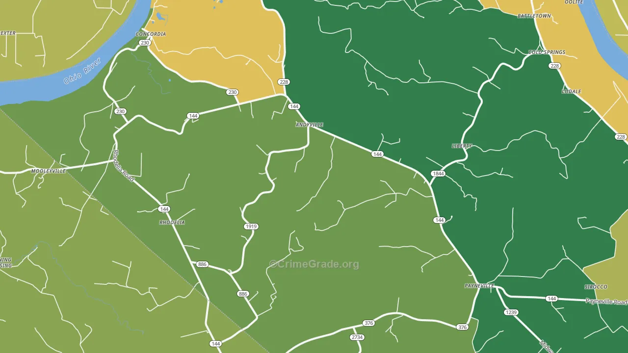 40157, KY Map of Drug-Related Crime Rates