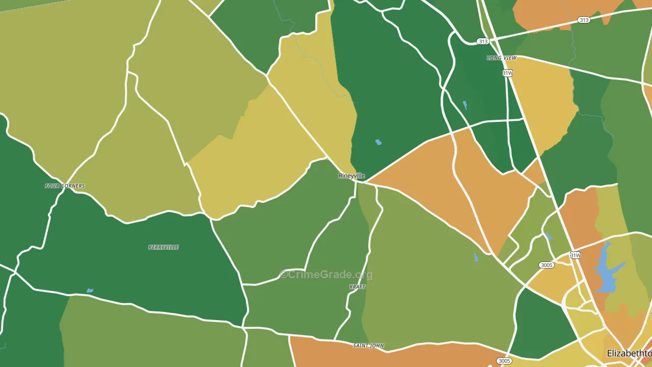 40162, KY Map of Drug-Related Crime Rates