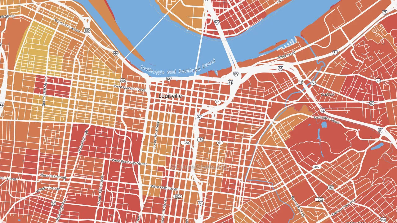 40202, KY Map of Drug-Related Crime Rates