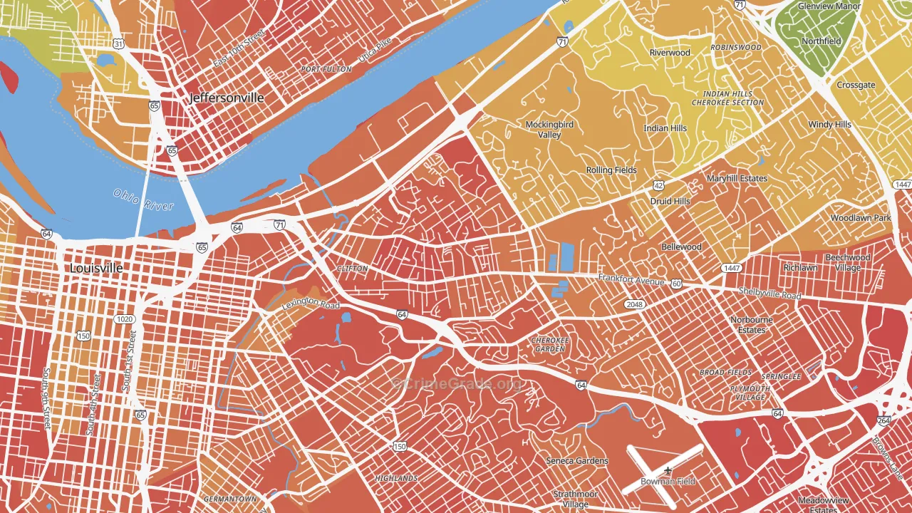 40206, KY Map of Drug-Related Crime Rates