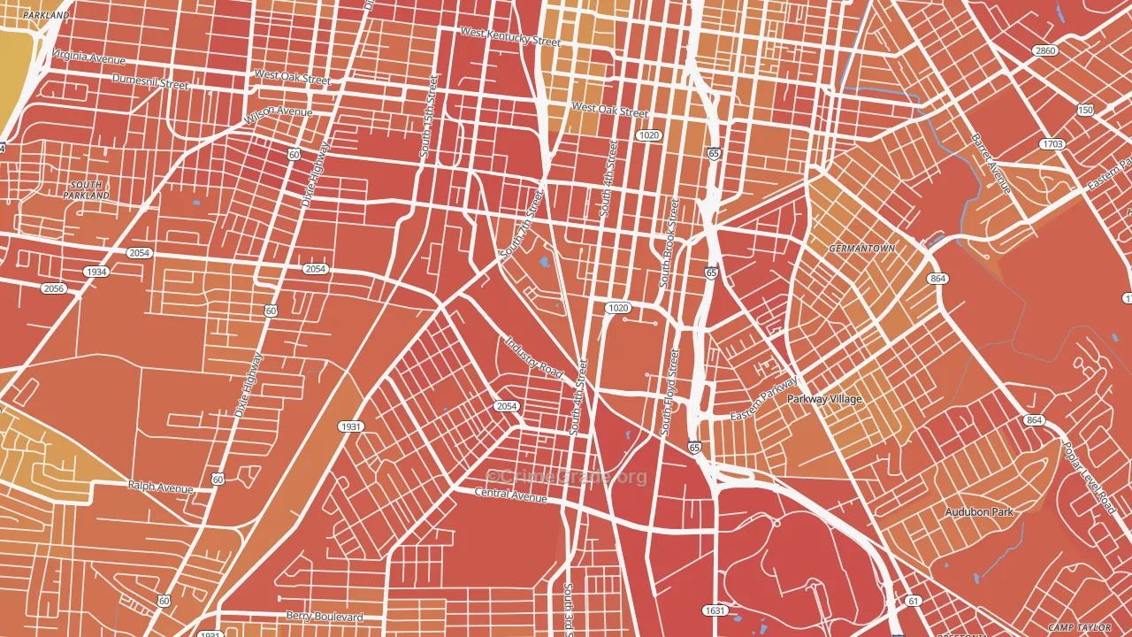 40208, KY Map of Drug-Related Crime Rates