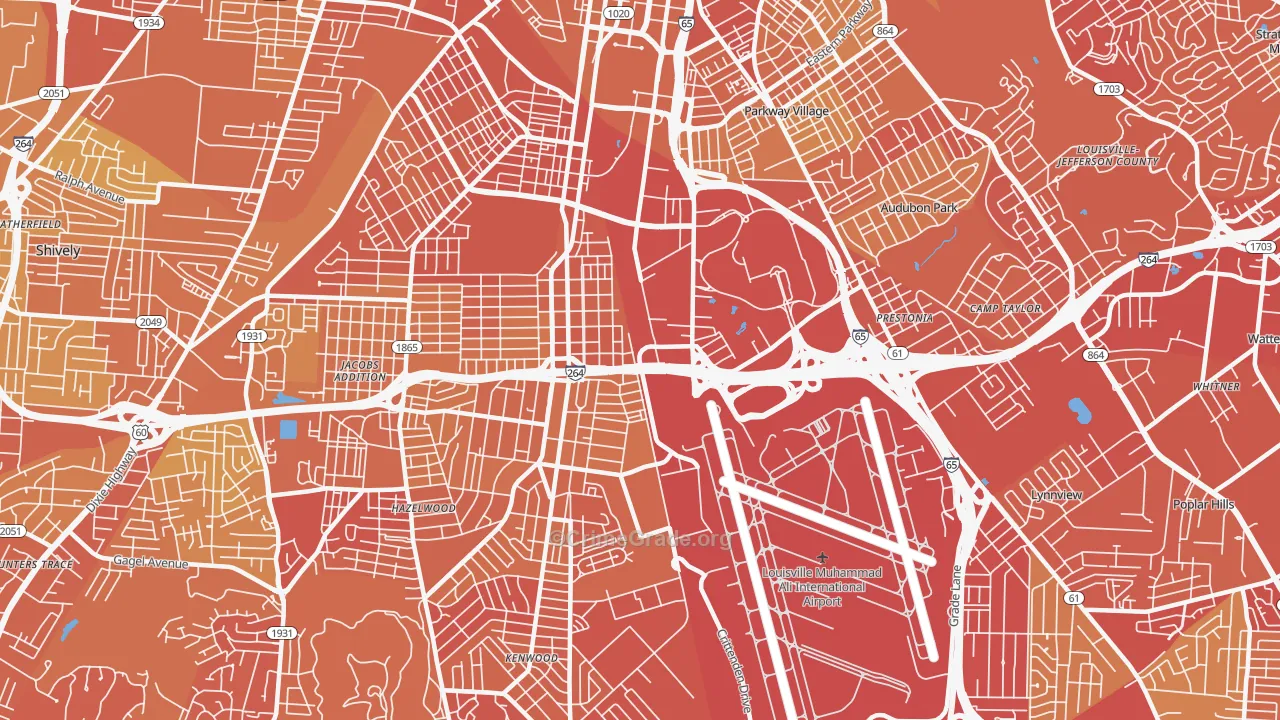 40209, KY Map of Drug-Related Crime Rates