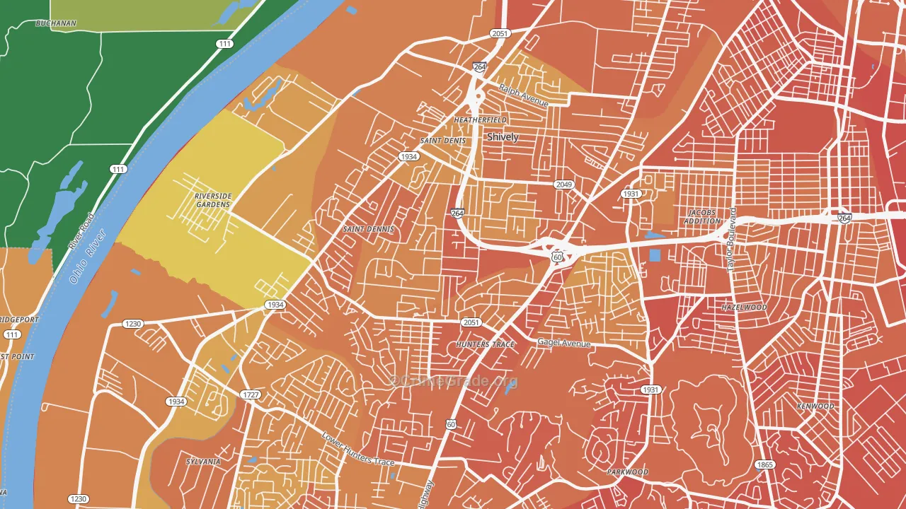 40216, KY Map of Drug-Related Crime Rates