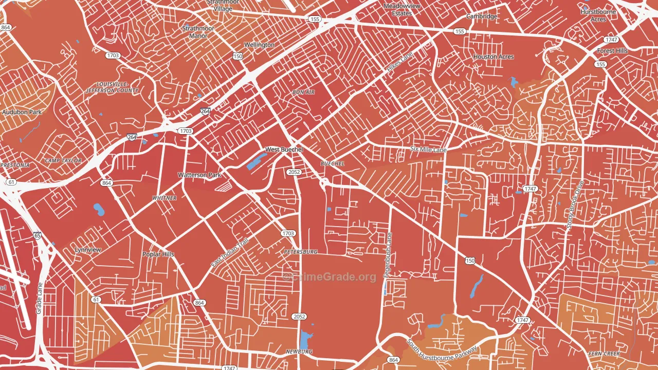 40218, KY Map of Drug-Related Crime Rates