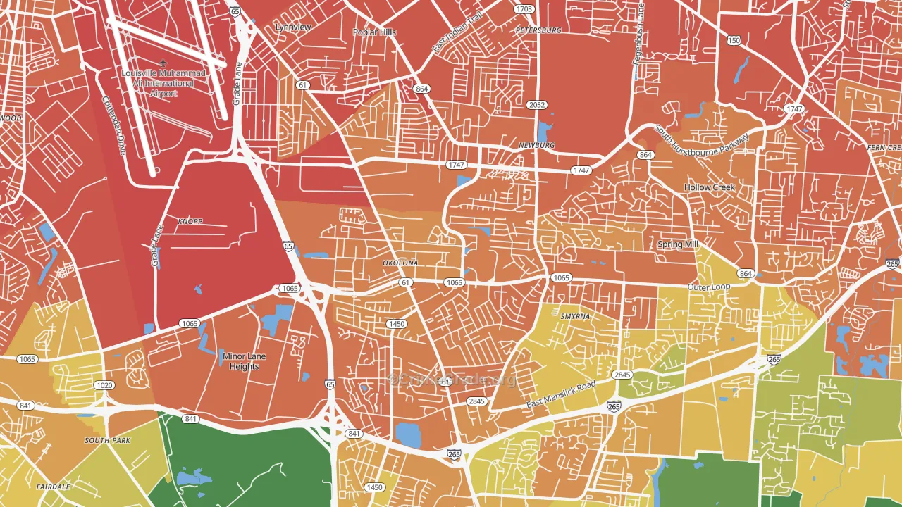 40219, KY Map of Drug-Related Crime Rates