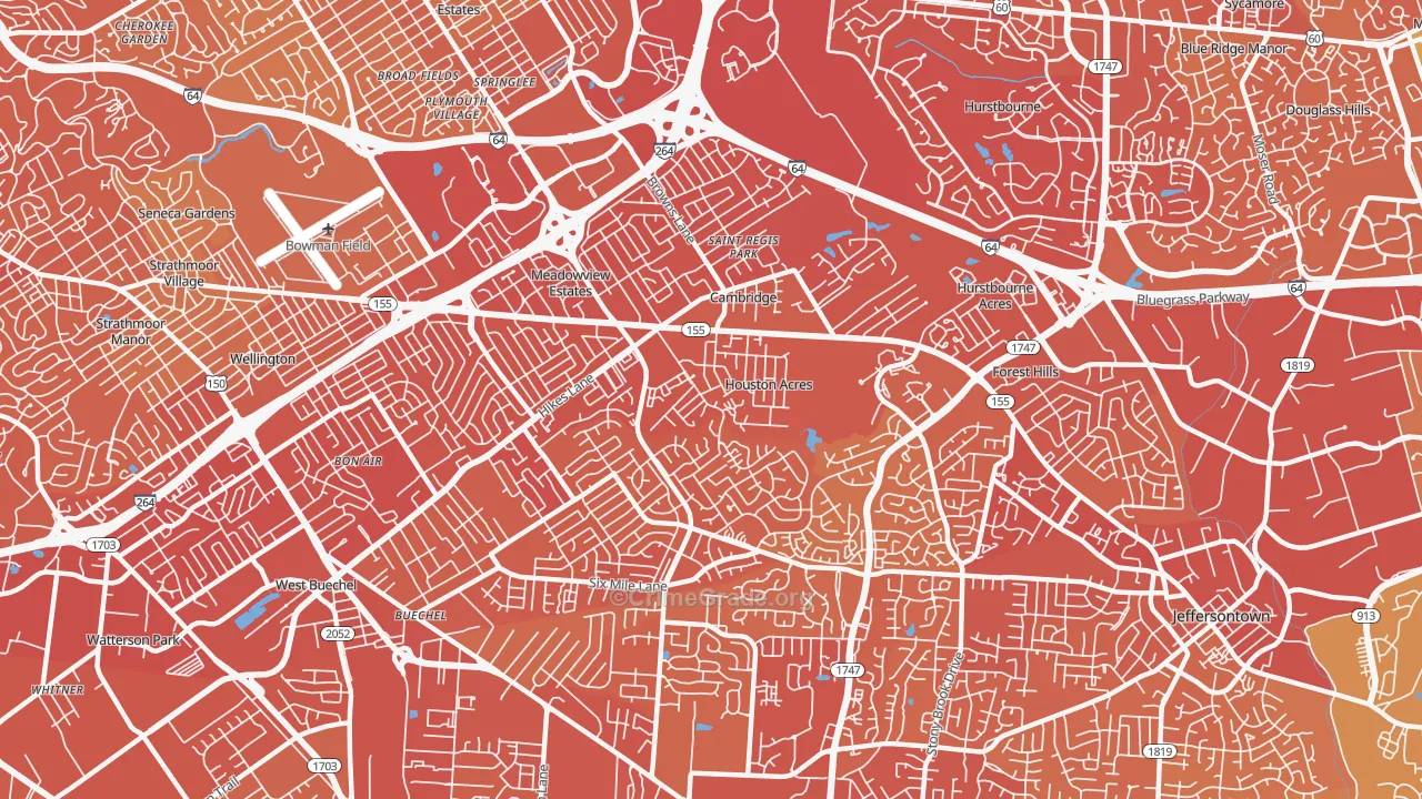 40220, KY Map of Drug-Related Crime Rates