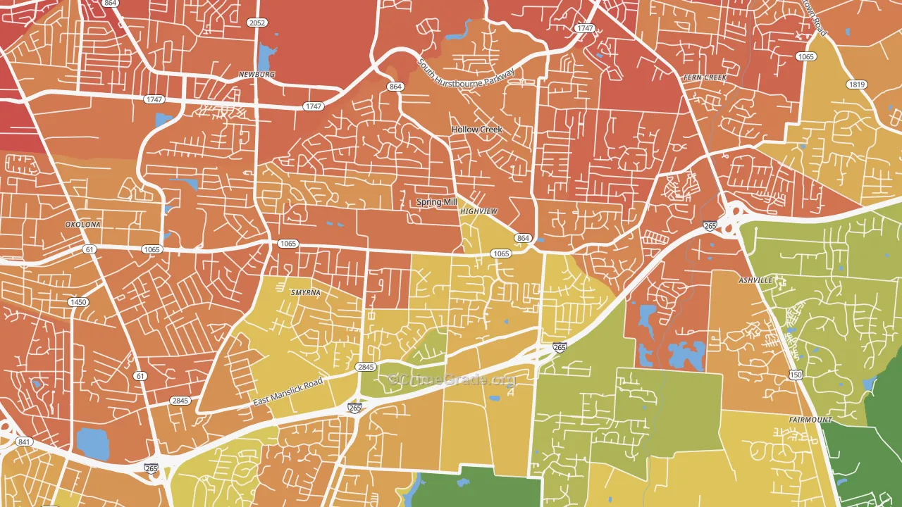 40228, KY Map of Drug-Related Crime Rates