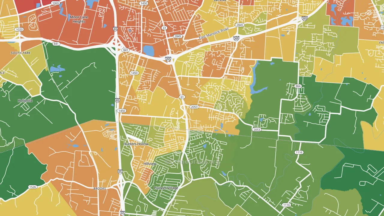 40229, KY Map of Drug-Related Crime Rates