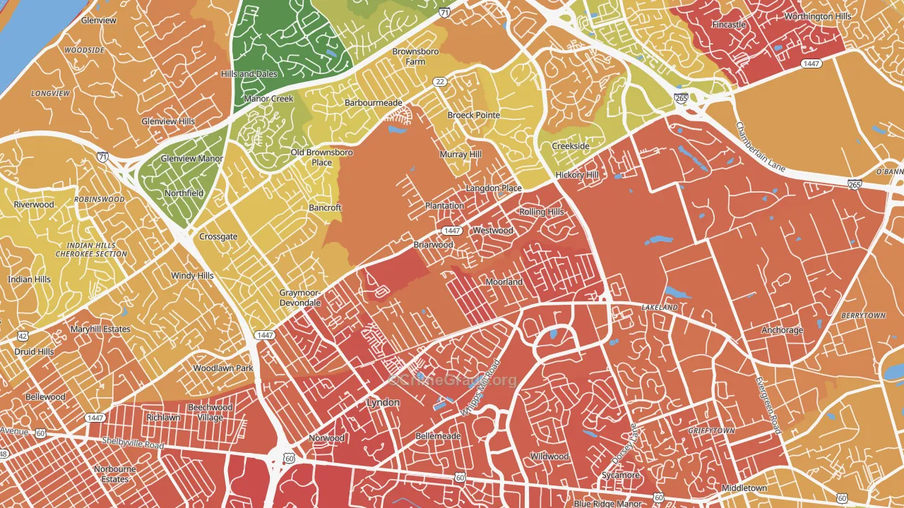 40242, KY Map of Drug-Related Crime Rates