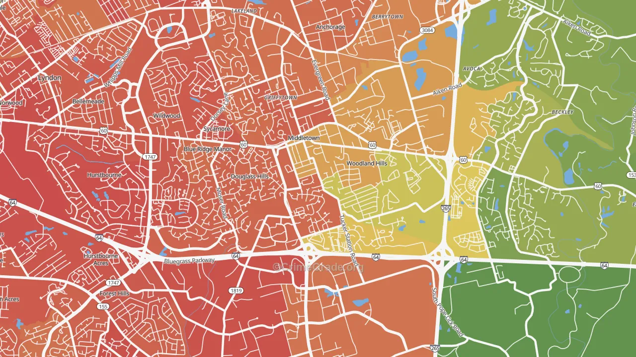 40243, KY Map of Drug-Related Crime Rates