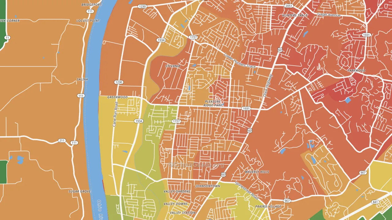 40258, KY Map of Drug-Related Crime Rates
