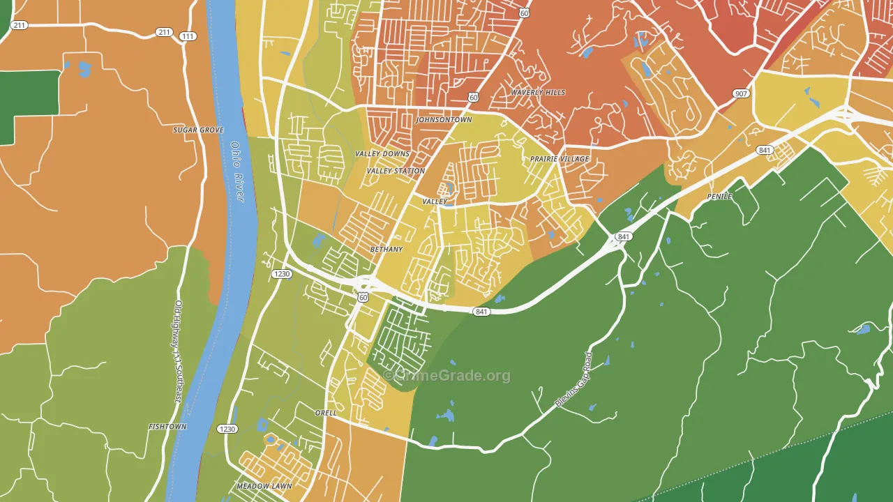 40272, KY Map of Drug-Related Crime Rates